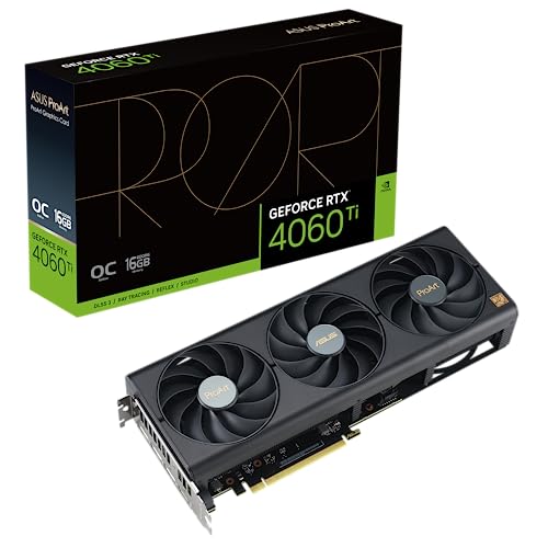 ASUS ProArt GeForce RTX 4060 Ti OC Edition 16GB GDDR6 Gaming Grafikkarte (NVIDIA GeForce RTX4060Ti DLSS 3, PCIe 4.0, 1x HDMI 2.1a, 3X DisplayPort 1.4a, PROART-RTX4060TI-O16G) von ASUS