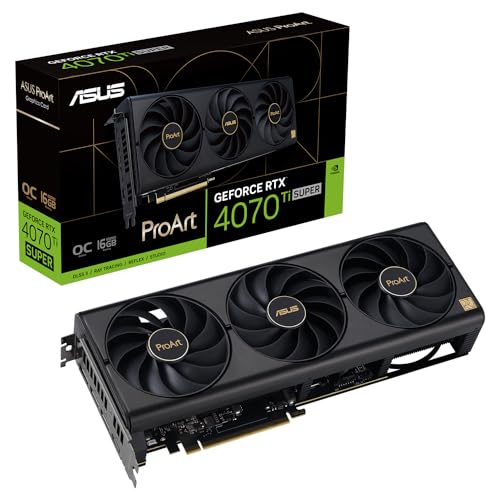 ASUS ProArt GeForce RTX 4070 Ti SUPER OC Edition 16GB GDDR6X Gaming Grafikkarte (NVIDIA GeForce RTX4070Ti DLSS 3, PCIe 4.0, 1x HDMI 2.1a, 3X DisplayPort 1.4a, PROART-RTX4070TIS-O16G) von ASUS