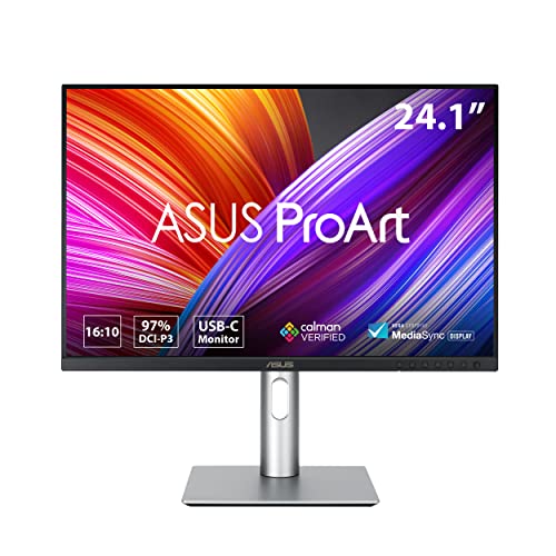 ASUS ProArt PA248CRV - 24.1 Zoll WUXGA Professioneller Monitor - 16:10 IPS, 1920x1200 - ergonomisch, Pivot, Calman, hohe Farbtreue, HDR 10 - DP in/out Daisy Chain, HDMI, 96W USB-C, USB-Hub, Speaker von ASUS