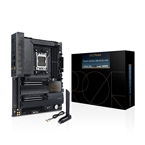 ASUS ProArt X670E-CREATOR WIFI Mainboard Sockel AMD AM5 (Ryzen 7000, ATX, PCIe 5.0, DDR5-Speicher, 2x USB 4, WiFi 6E, 4x M.2, USB 3.2 Gen2x2, Content Creation) von ASUS