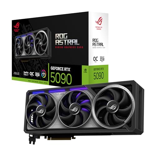 ASUS ROG Astral GeForce RTX 5090 32GB GDDR7 OC Edition Gaming Grafikkarte (Nvidia GeForce RTX5090, Vier Lüfter, 3.8-Slot-Design, PCIe 5.0, 2X HDMI 2.1b, 3X DisplayPort 2.1a) von ASUS