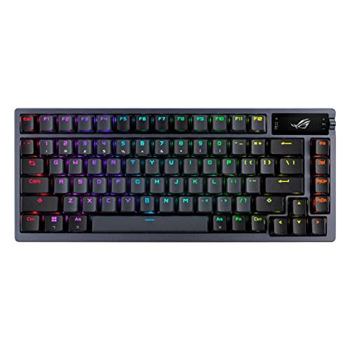 ASUS ROG Azoth Mechanische Gaming-Tastatur, 75% Metallabdeckung, Switch ROG NX Netzwerk geschmiert, ABS, Schmierkit, Infrarot, BT und USB-C, OLED-Display, DREI Höhen und Mac-Kompatibilität von ASUS