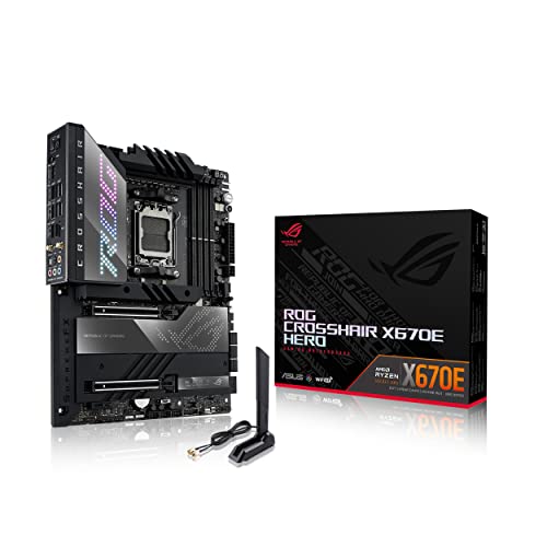 ASUS ROG CROSSHAIR X670E HERO Gaming Mainboard Sockel AMD AM5 (Ryzen 7000, ATX, DDR5 Speicher, 5x M.2, USB 3.2 Gen 2x2, 2x USB 4, PCIe 5.0, WiFi 6E, Aura Sync) von ASUS