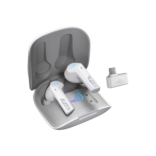 ASUS ROG Cetra True Wireless SpeedNova White RGB In-Ear Gaming Kopfhörer (ROG SpeedNova Wireless-Technologie, AI-Mikrofon, Geräuschunterdrückung (ANC), 46 Std. Akkulaufzeit, kabelloses Laden, weiß) von ASUS