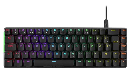 ASUS ROG Falchion Ace BLK RGB Gaming Tastatur (Deutsches Layout, 65% Formfaktor, Touch-Panel, mechanische ROG NX Red Switches, 2x USB-C Anschlüsse, ergonomisch, Aura Sync, Tastaturabdeckung, schwarz) von ASUS