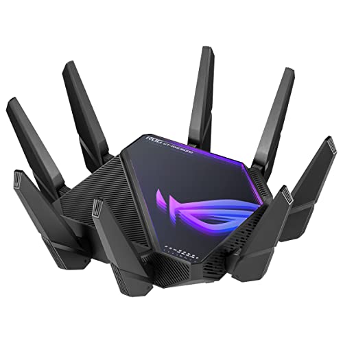 ASUS ROG Rapture GT-AXE16000 Gaming 6E kombinierbarer Router (Tethering als 4G und 5G Router-Ersatz, 802.11ax), 4-Band mit 6 GHz, 2 Ports 10G, WAN 2.5G, DOS WAN, AiMesh, VPN Fusion) von ASUS