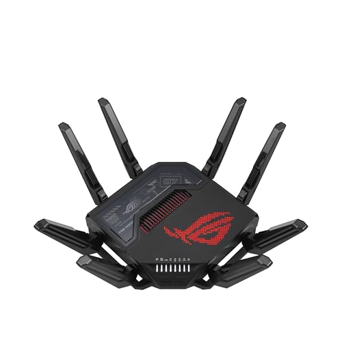 ASUS ROG Rapture GT-BE98 Quad-Band WiFi 7 Gaming Router (320MHz Bandbreite, duale 10G Ports, Backup WAN, Mobile Game Mode, Aura RGB, AiMesh, VPN) von ASUS