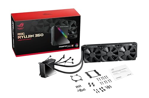 ASUS ROG Ryujin 360 All-in-One CPU-Wasserkühlung (1,77 Zoll OLED-Display, Aura Sync RGB, Noctua iPPC 2000 PWM 3 x 120 mm Radiatorlüfter) von Asus