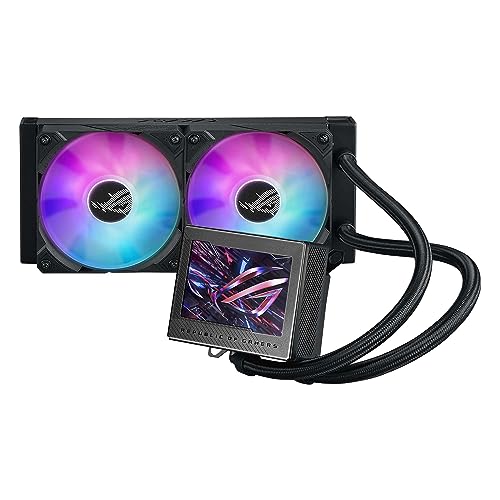 ASUS ROG Ryujin III 240 ARGB All-in-One Flüssig CPU-Kühler (3,5 Zoll LCD, Asetek-Pumpe der 8. Generation, 2x ROG 120mm Radiator mit magnetischen Daisy-Chain ARGB-Lüftern, schwarz) von ASUS