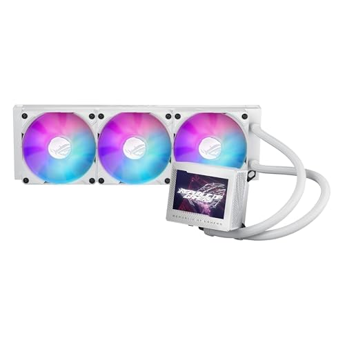 ASUS ROG Ryujin III 360 ARGB White Edition All-in-One Flüssig CPU-Kühler (3,5 Zoll LCD, Asetek-Pumpe der 8. Generation, 3x ROG 120mm Radiator mit magnetischen Daisy-Chain ARGB-Lüftern, weiß) von ASUS