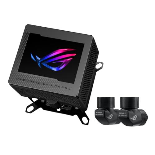 ASUS ROG Ryujin III WB LCD CPU-Wasserblock (Asetek-Wasserblock mit 178 Mikrokühllamellen und Kühlplatte aus Kupferlegierung, 3,5-Zoll-LCD-Bildschirm, integrierter VRM-Lüfter, ROG Fittings, schwarz) von ASUS