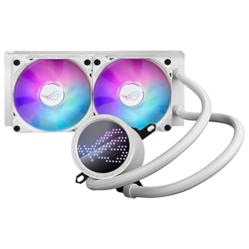 ASUS ROG Ryuo III 240 ARGB White Edition All-in-One-Flüssig-CPU-Kühler (2x adressierbare 120 mm ARGB Radiatorlüfter, Anime Matrix-LED-Display, Intel LGA 1700, 115x, 1200 & AM4, AM5-Sockel, weiß) von ASUS