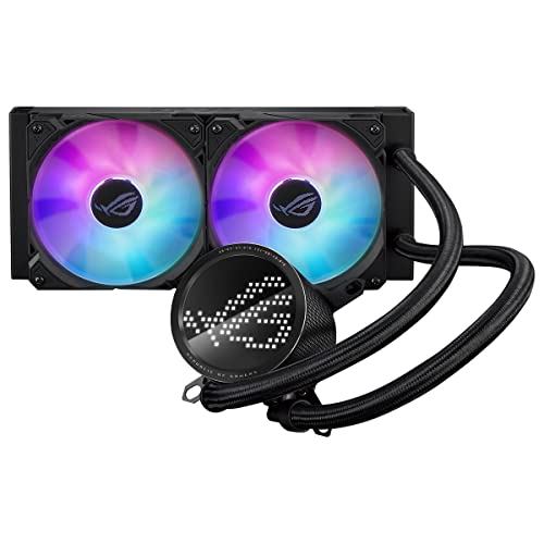 ASUS ROG Ryuo III 240 RGB All-in-One-Flüssig-CPU-Kühler (2x adressierbare 120 mm ARGB Radiatorlüfter, Anime Matrix-LED-Display, kompatibel mit Intel LGA 1700, 115x, 1200 & AM4, AM5-Sockel), Schwarz von Asus