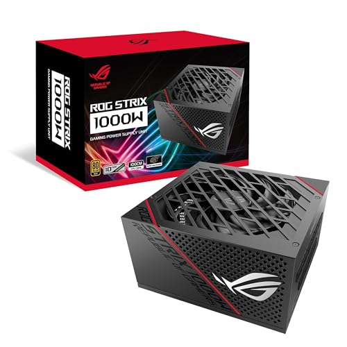 ASUS ROG STRIX 1000W Gold Gaming Netzteil (16-poliges PCIe-Kabel inkl., 1000 Watt, 80 Plus Gold Zertifizierung, 0dB-Technologie, Axial-Tech Lüfter, ATX 3.0 Kompatibel, PCIe 5.0 Ready, schwarz) von ASUS