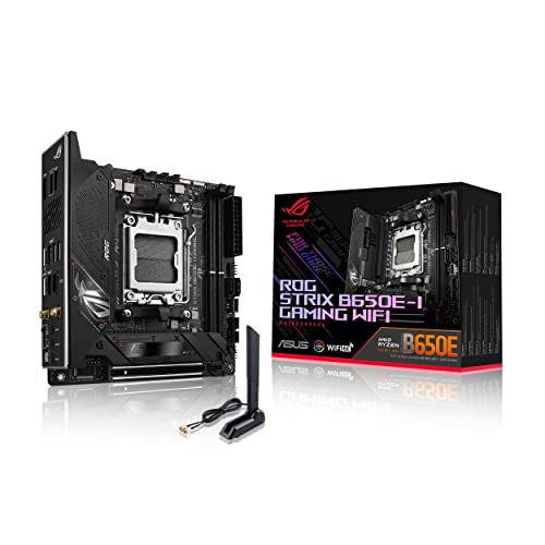 ASUS ROG STRIX B650E-I GAMING WIFI Mainboard Sockel AMD AM5 (Ryzen 7000, Mini-ITX, DDR5 Speicher, 10+2 Power Stages, USB 3.2 Gen 2 Typ-C, PCIe 5.0, Q-Release, WiFi 6E, Aura Sync) von ASUS