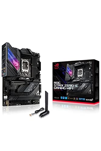 ASUS ROG STRIX Z690-E GAMING WIFI Mainboard Sockel Intel LGA 1700 (Intel Z690, ATX, PCIe 5.0, DDR5 Speicher, WiFi 6E, 5x M.2, USB 3.2 Gen 2x2 Typ-C, Aura Sync) von Asus