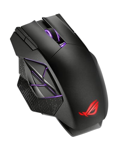 ASUS ROG Spatha X Gaming Maus (kabellos, kabelgebunden, magnetische Ladestation, 12 programmierbare Tasten, 19.000 dpi, Aura Sync) von ASUS