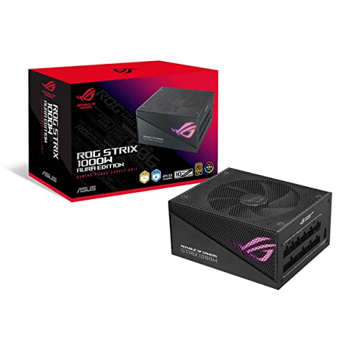 ASUS ROG Strix 1000W Gold Aura Edition RGB Netzteil (1000 Watt, Aura Sync RGB Belechtung, 80+ Gold Zertifizierung, Axial-Tech Lüfter, ATX 3.0 Kompatibel, PCIe 5.0 Ready) von ASUS