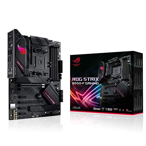 ASUS ROG Strix B550-F Gaming Mainboard Sockel AM4 (ATX, Ryzen, PCIe 4.0, Intel 2,5 Gbit/s-Ethernet, 2x M.2 mit Kühlern, SATA 6Gbit/s, USB 3.2 Gen 2, Aura Sync) Schwarz von Asus