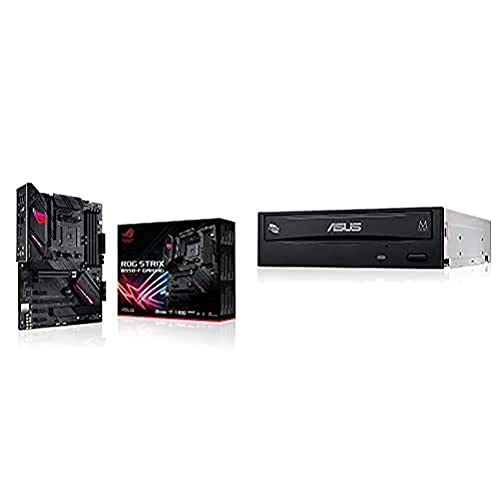 ASUS ROG Strix B550-F Gaming Mainboard Sockel AM4 + DRW-24D5MT interner 24x DVD Brenner (DVD+-RW, Retail E-Green Silent) schwarz von ASUS