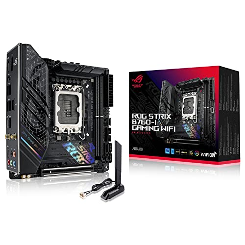 ASUS ROG Strix B760-I Gaming WiFi 6E Intel® B760 (13th and 12th Gen) LGA 1700 Mini-ITX Motherboard,8 + 1 Power Stages,DDR5 up to 7600 MT/s, PCIe 5.0,2xM.2 Slots,USB 3.2 Gen 2x2 Type-C,Aura Sync RGB von ASUS