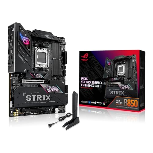 ASUS ROG Strix B850-E Gaming WiFi Mainboard Sockel AMD AM5 (AMD B850, E-ATX, DDR5 Speicher, PCIe 5.0, WiFi 7, 2X PCIe 4.0 M.2, Aura Sync) ASUS ROG Strix B850-E Gaming WiFi Mainboard Sockel AMD AM5 (AMD B850, E-ATX, DDR5 Speicher, PCIe 5.0, WiFi 7, 2X PCIe 4.0 M.2, Aura Sync) von ASUS