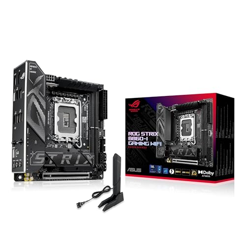 ASUS ROG Strix B860-I Gaming WiFi Mainboard Sockel Intel LGA 1851 (Intel B860, Mini-ITX, DDR5 Speicher, PCIe 5.0, WiFi 7, Thunderbolt 4, Aura Sync) von ASUS