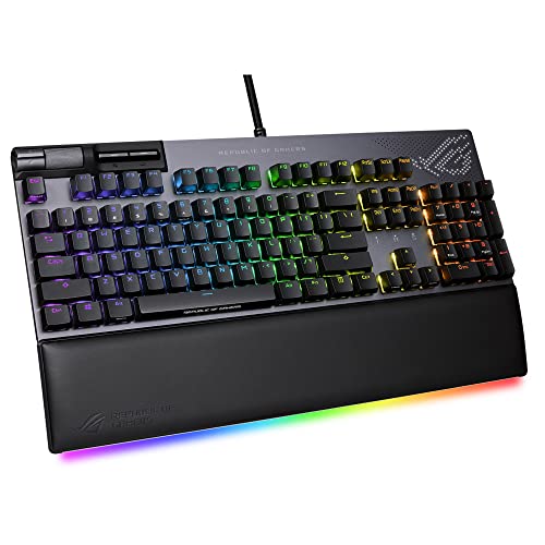 ASUS ROG Strix Flare II Animate Gaming-Tastatur USB, Mechanisch, austauschbare Switches, ROG NX Rot, Polling 8000Hz, Tasten aus ABS, Anime Matrix Display, RGB, Layout Italien, Handballenauflage, von ASUS