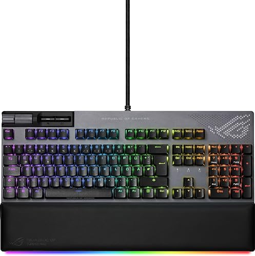 ASUS ROG Strix Flare II Animate mechanische Gaming Tastatur (austauschbare ROG NX-Switches, PBT-Doubleshot-Tastenkappen, LED-Display, 8000 Hz, Aura Sync RGB-Beleuchtung, DE QWERTZ-Layout) schwarz von ASUS