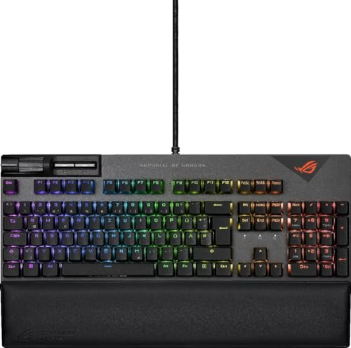 ASUS ROG Strix Flare II mechanische Gaming-Tastatur (ROG NX-Switches, PBT-Doubleshot-Tastenkappen, 8000 Hz Polling-Rate, Aura Sync RGB-Beleuchtung, DE QWERTZ-Layout), schwarz von ASUS