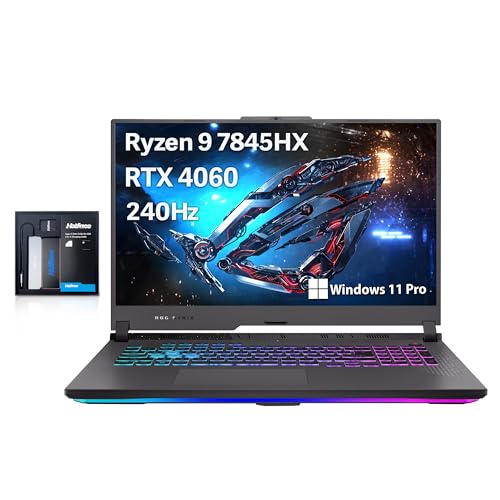 ASUS ROG Strix G17 17.3" QHD 240Hz Gaming Laptop, AMD Ryzen 9-7845HX, 32GB DDR5 RAM, 2TB PCIe SSD, NVIDIA GeForce RTX 4060, RGB Backlit Keyboard, Win 11 Pro, Gray, 32GB Hotface USB Card von ASUS