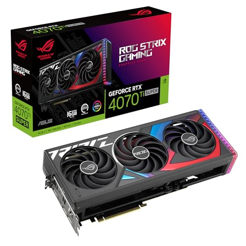 ASUS ROG Strix GeForce RTX 4070 Ti SUPER 16GB GDDR6X Gaming Grafikkarte (Nvidia GeForce RTX4070 Ti DLSS 3, PCIe 4.0, 2X HDMI 2.1a, 3X DisplayPort 1.4a, ROG-STRIX-RTX4070TIS-16G-GAMING) von ASUS