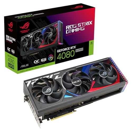 ASUS ROG Strix GeForce RTX 4080 SUPER 16GB GDDR6X OC Edition Gaming Grafikkarte (Nvidia GeForce RTX4080 DLSS 3, PCIe 4.0, 2X HDMI 2.1a, 3X DisplayPort 1.4a, ROG-STRIX-RTX4080S-O16G) von ASUS