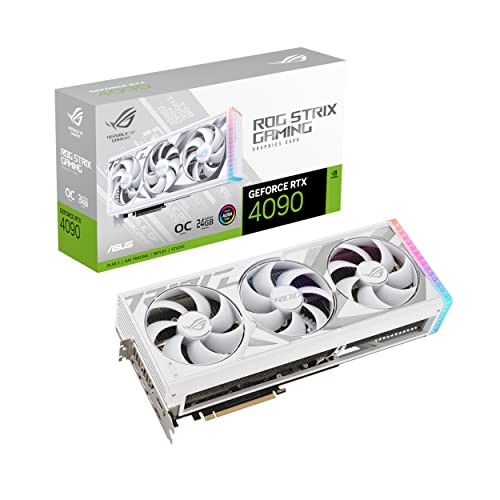 ASUS ROG Strix GeForce RTX 4090 24GB White OC Edition Gaming Grafikkarte (NVIDIA DLSS 3, PCIe 4.0, 24GB GDDR6X, HDMI 2.1a, DisplayPort 1.4a, weiß, -RTX4090-O24G--) von ASUS