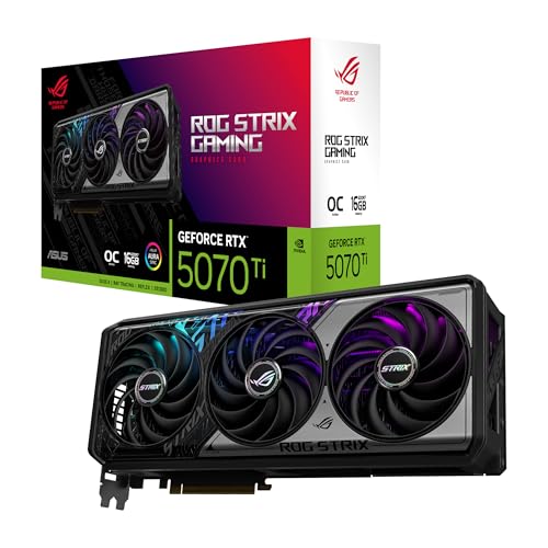 ASUS ROG Strix GeForce RTX 5070 Ti OC Edition 16GB GDDR7 Gaming Grafikkarte (Nvidia GeForce RTX5070 Ti DLSS 4, 3,2-Slot Design, PCIe 5.0, 3X DisplayPort 2.1b, 2X HDMI 2.1b) von ASUS