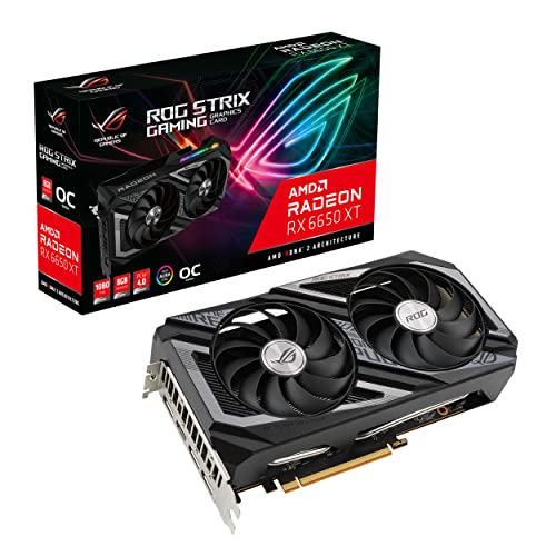 ASUS ROG Strix Radeon RX 6650 XT V2 OC Edition 8GB GDDR6 Grafikkarte (AMD Radeon RX 6650XT,Aura Sync RGB Beleuchtung,PCIe 4.0, 1x HDMI 2.1, 3x DisplayPort 1.4a,ROG-STRIX-RX6650XT-O8G-V2-GAMING) von ASUS