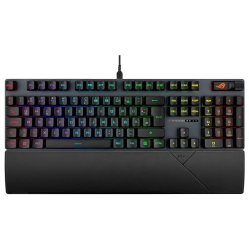 ASUS ROG Strix Scope II RX RGB Gaming Tastatur (QWERTZ-Layout, AURA Sync RGB Beleuchtung, optische ROG RX Red-Switches, Streaming-Hotkeys, Multifunktions-Bedienelemente, ergonomische Handgelenkstütze) von ASUS
