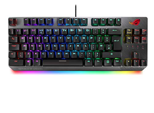 ASUS ROG Strix Scope NX TKL Deluxe 80% RGB Gaming Mechanical Keyboard, ROG NX Blue Switches, ABS Keycaps, Detachable Cable, Wider Ctrl Key, Stealth Key, Wrist Rest, Macro Support-Black, UK Layout von ASUS