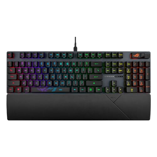 ASUS ROG Strix Scope RX Gaming-Tastatur, 100% RGB, ROG RX Snow Optische mechanische Schalter, IP57 Wasserdicht, USB Pass, breitere Strg-Taste, Stealth-Taste, Makros kompatibel von ASUS