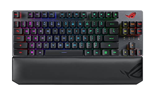 ASUS ROG Strix Scope RX TKL Wireless Deluxe kabellose mechanische Gaming-Tastatur (Tenkeyless, Handballenauflage, 2,4 GHz, Bluetooth, kabelgebunden, Aura Sync RGB, DE QWERTZ-Layout) schwarz von ASUS