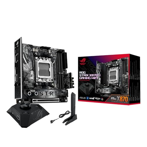 ASUS ROG Strix X870-I Gaming WiFi Mainboard Sockel AM5 (AMD, X870, Mini-ITX, 10+2+1 Power Stages, Dynamic OC Switcher, Core Flex, DDR5, WiFi 7, M.2, PCIe 5.0) von ASUS