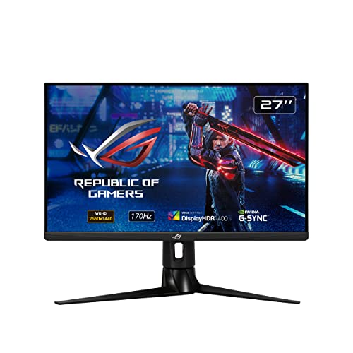 ASUS ROG Strix XG27AQ - 27 Zoll WQHD Gaming Monitor - 170 Hz, 1ms GtG, G-Sync kompatibel, DisplayHDR 400 - Fast IPS Panel, 16:9, 2560x1440, DisplayPort, HDMI, USB, ergonomisch, Schwarz von ASUS