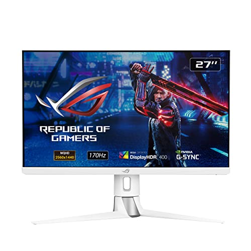 ASUS ROG Strix XG27AQ-W - 27 Zoll WQHD Gaming Monitor - 170 Hz, 1ms GtG, G-Sync kompatibel, DisplayHDR 400 - Fast IPS Panel, 16:9, 2560x1440, DisplayPort, HDMI, USB, ergonomisch, Weiß von ASUS