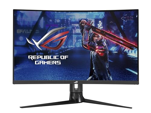 ASUS ROG Strix XG32VC - 31,5 Zoll WQHD Curved Gaming Monitor - 170 Hz, 1ms MPRT, FreeSync Premium Pro, DisplayHDR 400, KVM Switch - VA Panel, 16:9, 2560x1440, DisplayPort, HDMI, USB-C, ergonomisch von ASUS