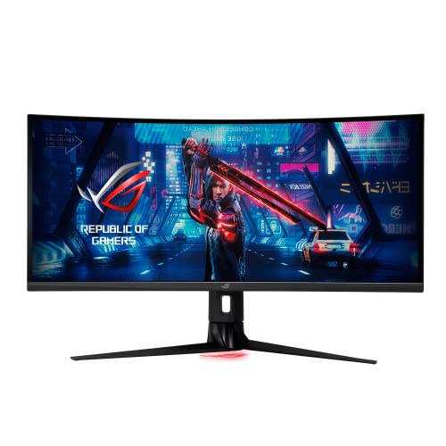 ASUS ROG Strix XG349C - 34 Zoll UWQHD Curved Gaming Monitor - 180 Hz, 1ms GtG, G-Sync kompatibel, DisplayHDR 400, KVM Switch - Fast IPS Panel, 21:9, 3440x1440, DisplayPort, HDMI, USB-C, ergonomisch von ASUS