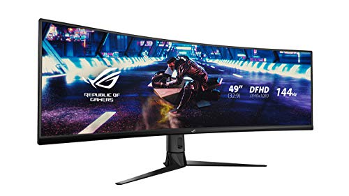 ASUS ROG Strix XG49VQ - 49 Zoll DFHD Curved Gaming Monitor - 144 Hz, 4ms GtG, FreeSync2 HDR, DisplayHDR 400 - VA Panel, 32:9, 3840x1080, DisplayPort, HDMI, USB, ergonomisch von ASUS