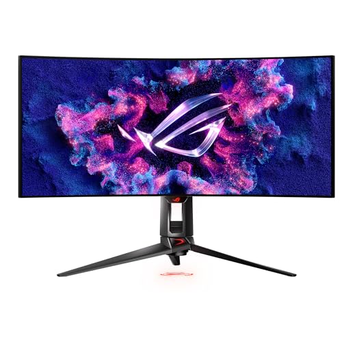 ASUS ROG Swift OLED PG34WCDM - 34 Zoll UWQHD Curved Gaming Monitor - 240 Hz, 0.03ms GtG, G-Sync, FreeSync, AdaptiveSync, 10-bit, DisplayHDR 400 - KVM, 21:9, 3440x1440, DP 1.4, HDMI 2.1, 90W USB-C, USB von ASUS