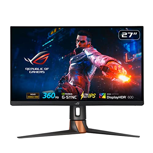 ASUS ROG Swift PG27AQN - 27 Zoll WQHD Gaming Monitor - 360 Hz, 1ms GtG, G-Sync, Nvidia Reflex, DisplayHDR 600 - Ultra Fast-IPS Panel, 16:9, 2560x1440, DisplayPort 1.4 DSC, Schwarz von ASUS