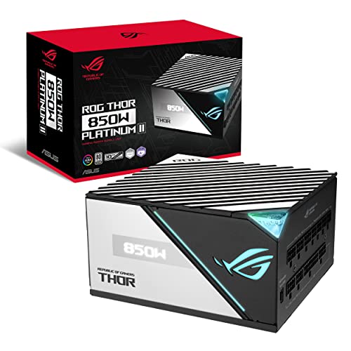 ASUS ROG Thor 850W Platinum II Netzteil (Aura Sync RGB Belechtung, OLED Display,135-mm-Axial-Tech-Lüfter mit PWM-Steuerung, 0dB-Kühlung, PCIe 5.0 Ready) von ASUS