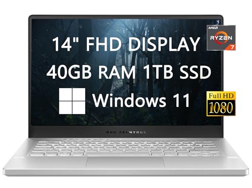 ASUS ROG Zephyrus Gaming Laptop, 35,6 cm (14 Zoll) FHD 144 Hz Display, NVIDIA GeForce RTX 3060 6 GB, AMD Ryzen 7-5800HS, 40 GB RAM, 1 TB SSD, Tastatur mit Hintergrundbeleuchtung, Windows 11, ROG von ASUS